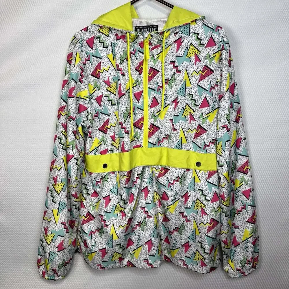 Blackjack 1999 USA Windbreaker Retro 90s Jacket Pullover 1/2 Zip Mens Large NWT